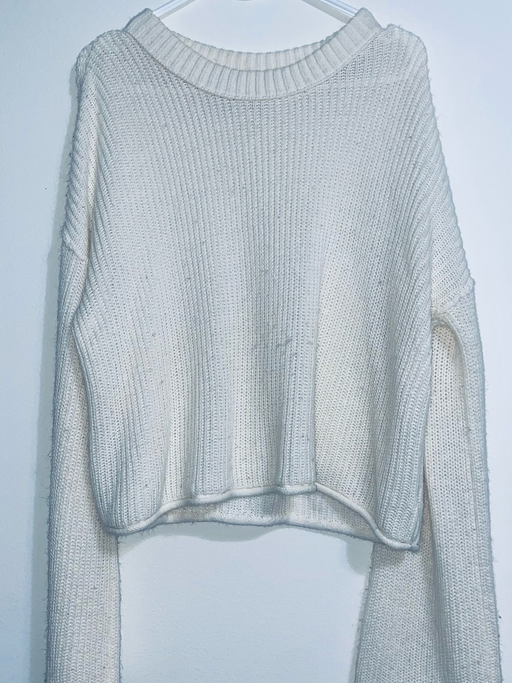 wild fable Ivory Ribbed Crewneck Sweater